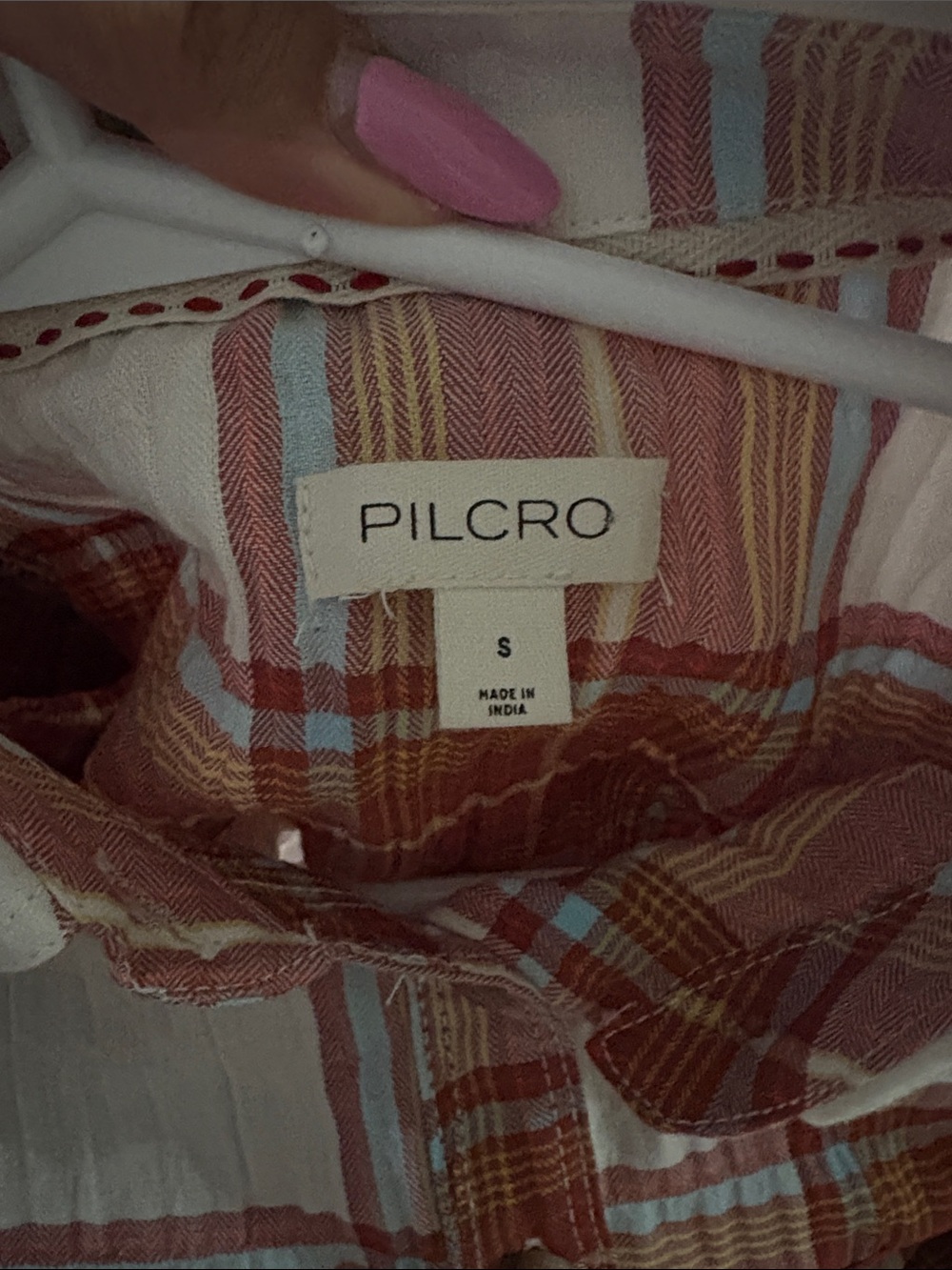 Anthropologie Pilcro Ozzi Plaid Ruffle Sleeve Buttondown Shirt Sz Small - Picture 5 of 10